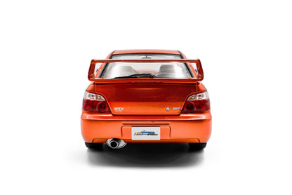 Solido 2003 Subaru WRX STi (GDB) Orange Metallic w/ Black Carbon Hood 1:18 Cartsfy Inc.