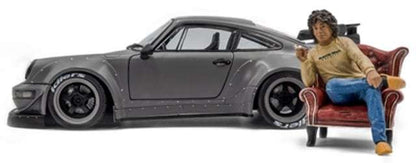Solido 2016 Porsche 911 (964) RWB Bodykit Nardo Grey w/ Akira Nakai Figure 1:18 Cartsfy Inc.