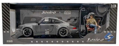 Solido 2016 Porsche 911 (964) RWB Bodykit Nardo Grey w/ Akira Nakai Figure 1:18 Cartsfy Inc.