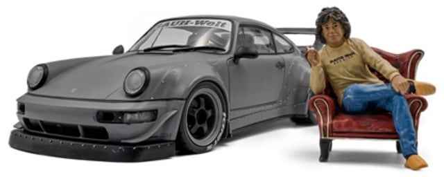 Solido 2016 Porsche 911 (964) RWB Bodykit Nardo Grey w/ Akira Nakai Figure 1:18 Cartsfy Inc.