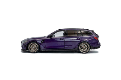 Side view of purple BMW M3 Touring model car with alloy wheels and rear fender vents