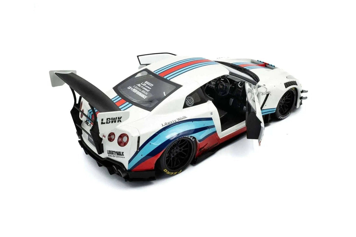 Solido 2024 Nissan GT-R (R35) W/ Liberty Walk Body Kit 2.0 Martini White 1:18 STM Diecast Default Title Default Title-