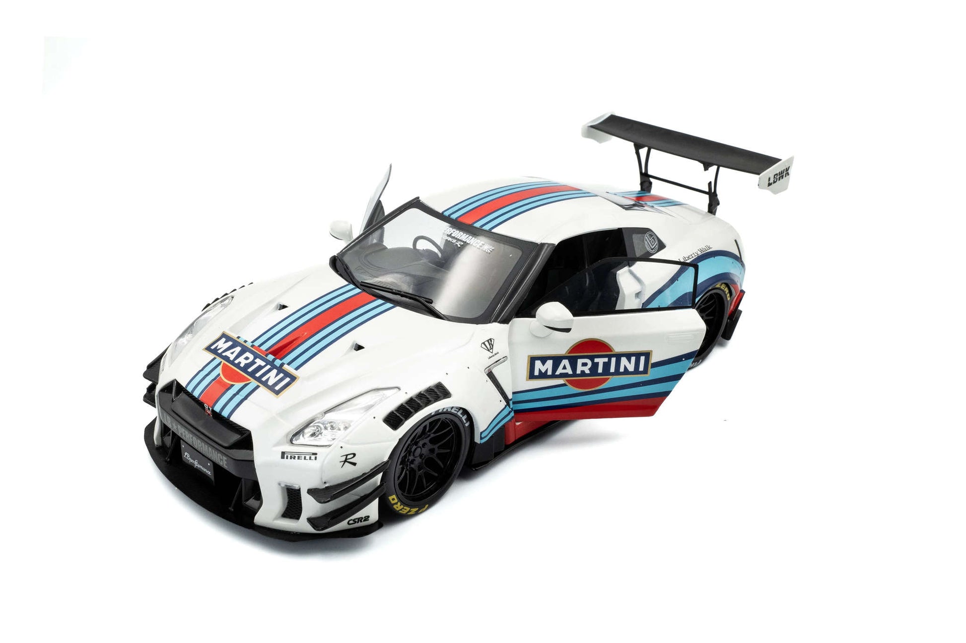 Solido 2024 Nissan GT-R (R35) W/ Liberty Walk Body Kit 2.0 Martini White 1:18 Cartsfy Inc.
