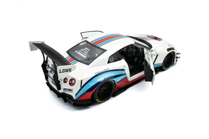 Solido 2024 Nissan GT-R (R35) W/ Liberty Walk Body Kit 2.0 Martini White 1:18 Cartsfy Inc.