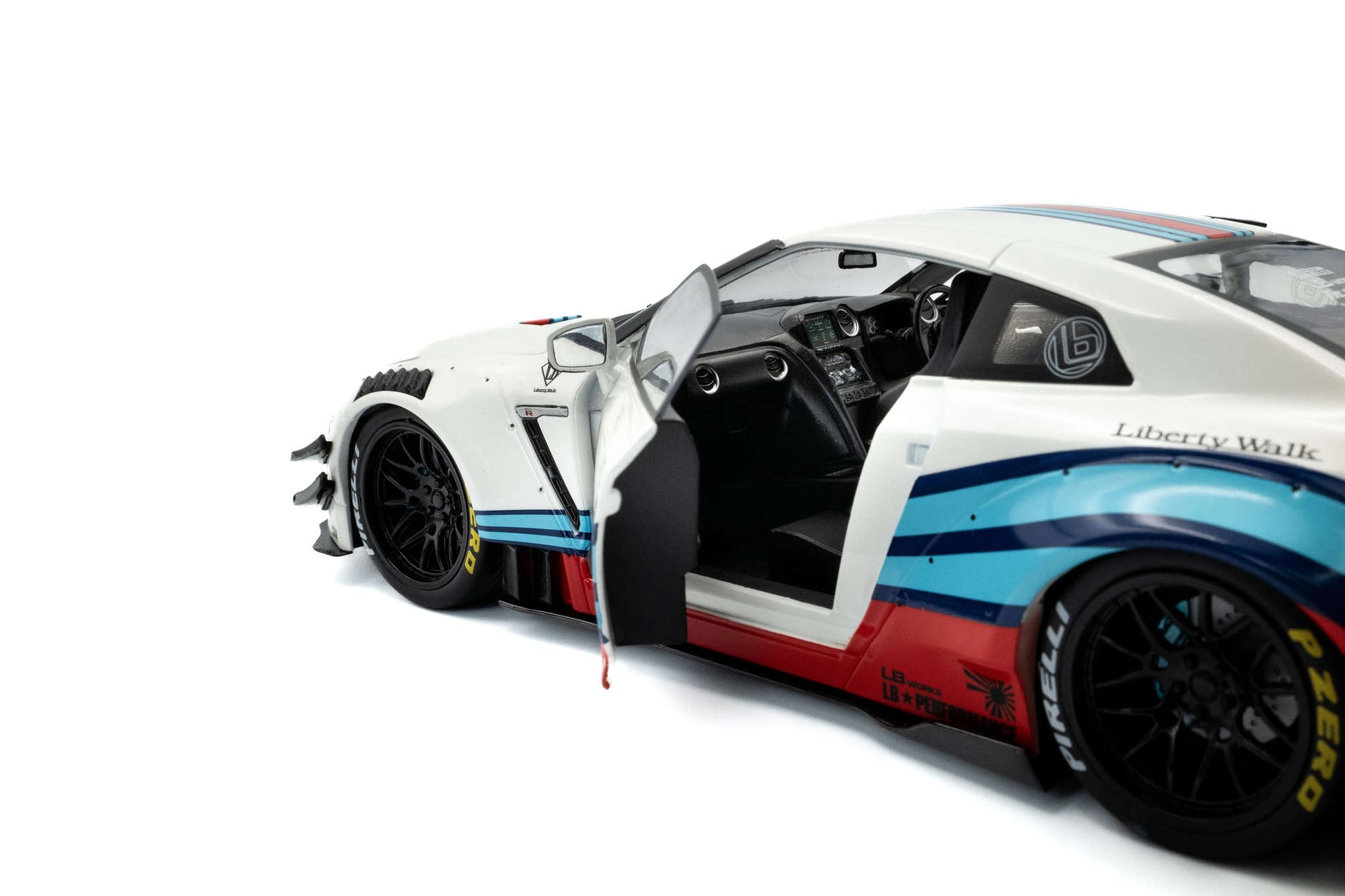 Solido 2024 Nissan GT-R (R35) W/ Liberty Walk Body Kit 2.0 Martini White 1:18 Cartsfy Inc.