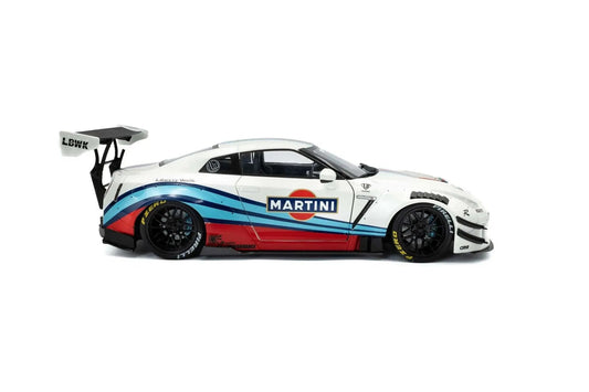 Solido 2024 Nissan GT-R (R35) W/ Liberty Walk Body Kit 2.0 Martini White 1:18 STM Diecast Default Title Default Title-