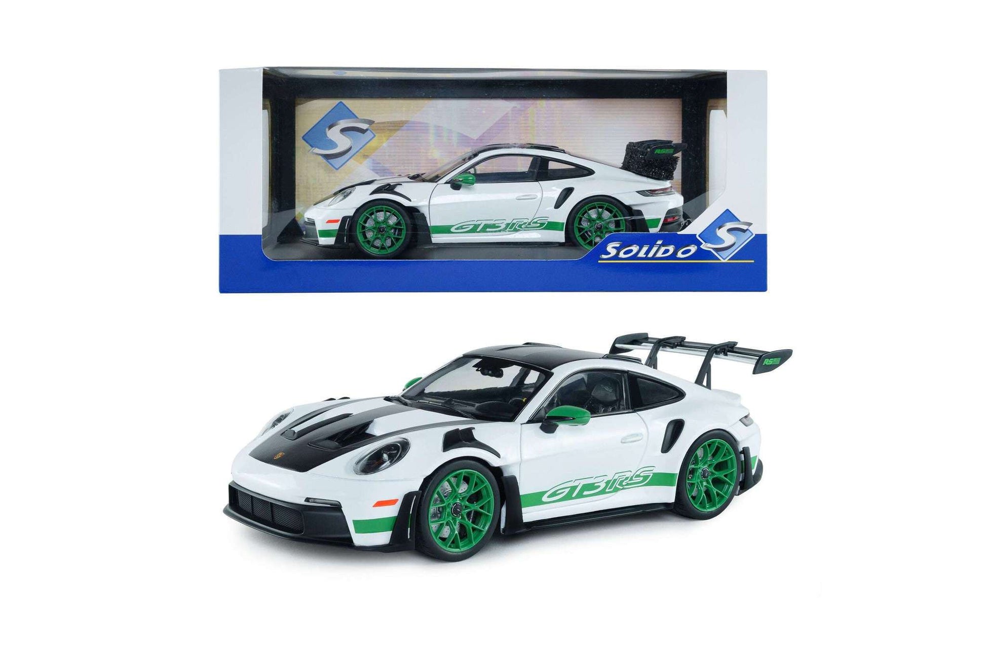 Solido 2024 Porsche 911 992 GT3 RS Weissach Pack White w/ Green Wheels 1:18 STM Diecast Default Title Default Title-