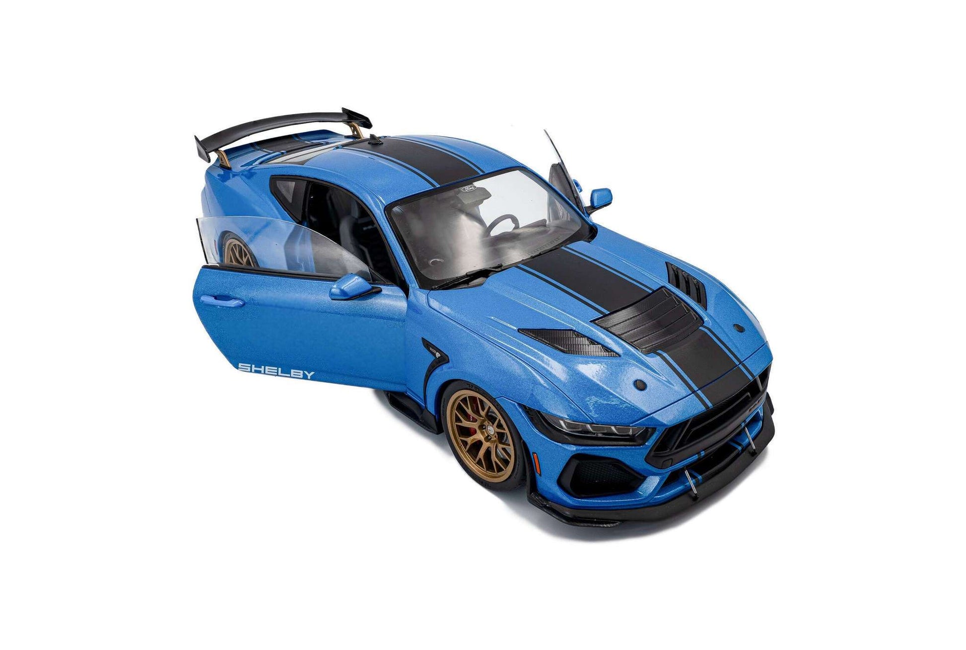 Solido 2025 Ford Shelby Mustang Super Snake Grabber Blue w/ Black Stripes 1:18 STM Diecast Default Title Default Title-