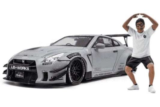 Solido Nissan GT-R (R35) W/ Liberty Walk Body Kit 2.0 Grey w/ Kato San Figure 1:18 Cartsfy Inc.