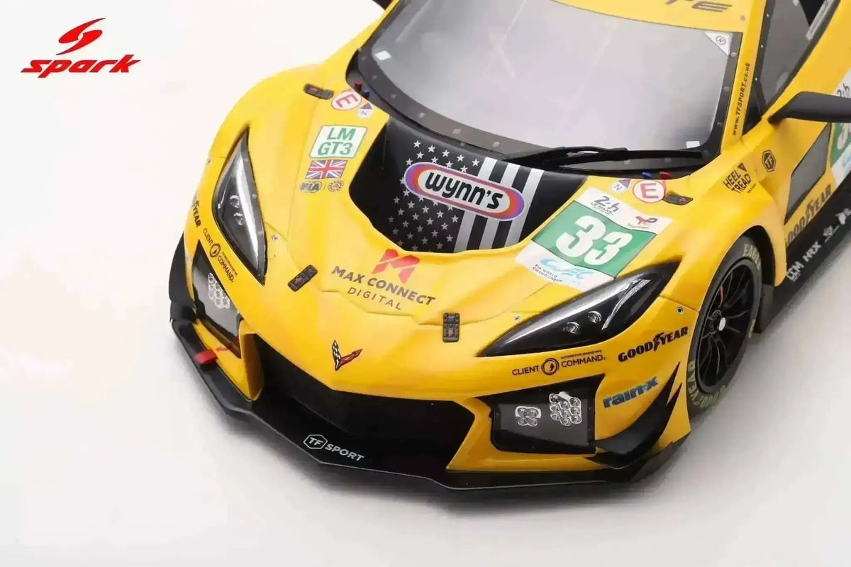 Spark Model Chevrolet Corvette C8 Z06 GT3.R #33 TF Sport 2025 IMSA Le Mans 24hrs 1:18 WITH DISPLAY Cartsfy Inc.
