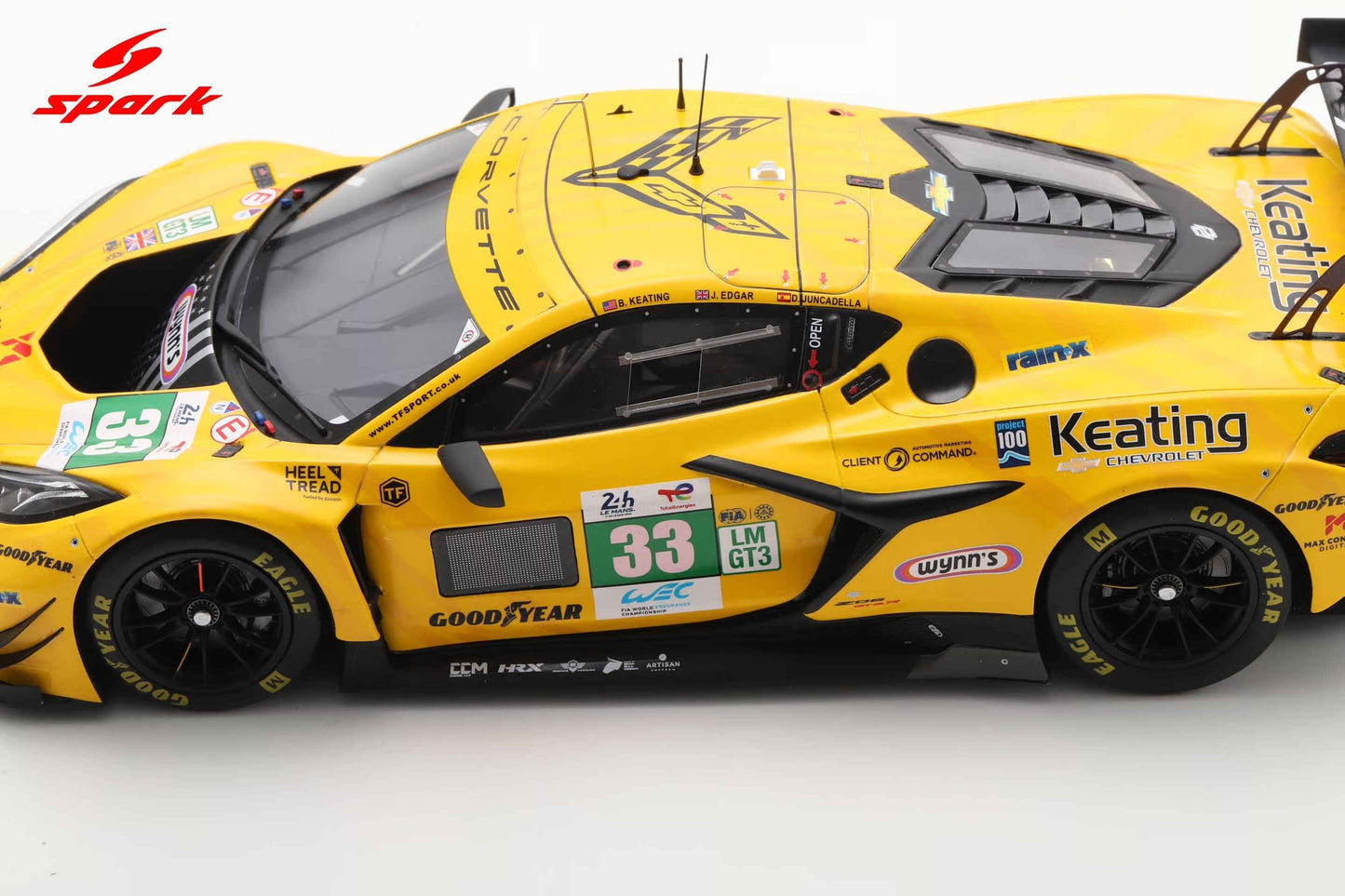 Spark Model Chevrolet Corvette C8 Z06 GT3.R #33 TF Sport 2025 IMSA Le Mans 24hrs 1:18 WITH DISPLAY Cartsfy Inc.