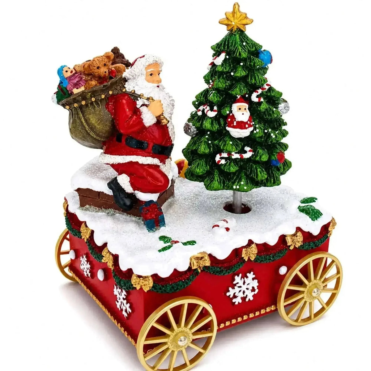 Spinning Christmas Tree Musical Box on Wheels Cartsfy Inc.