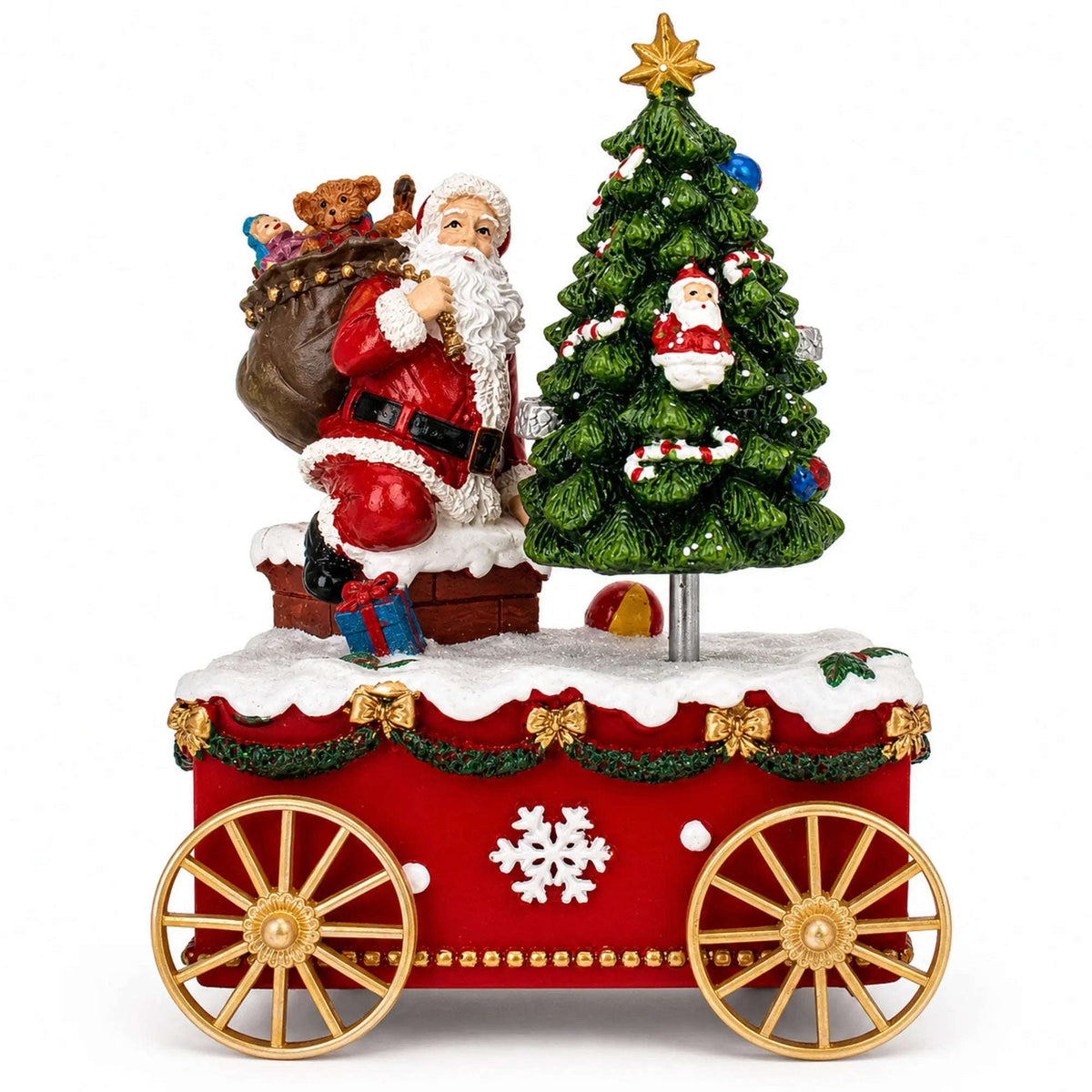 Spinning Christmas Tree Musical Box on Wheels Cartsfy Inc.