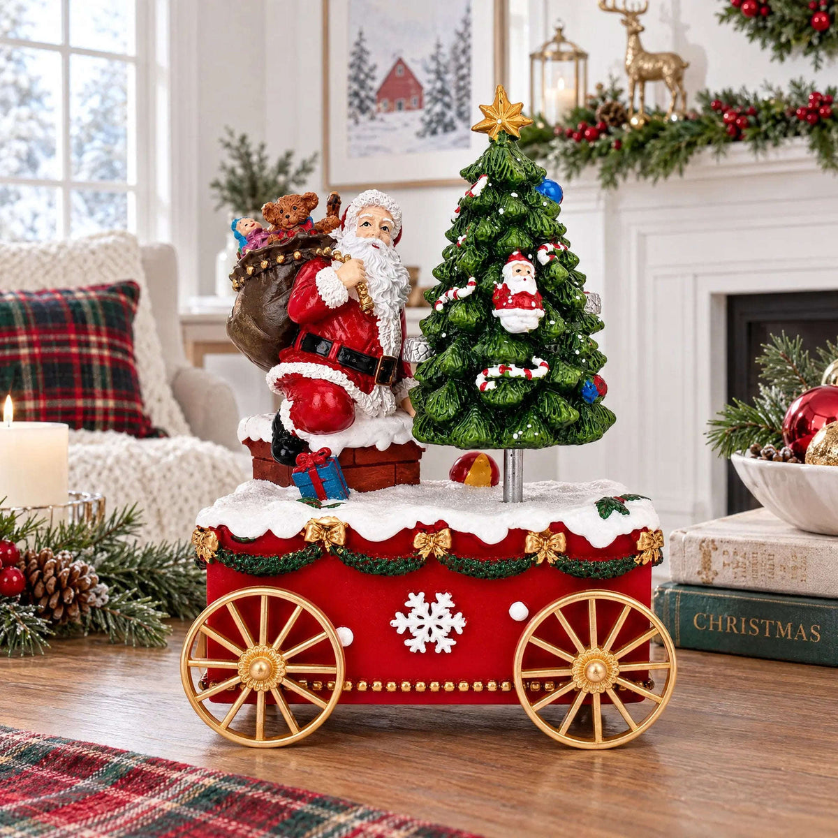 Spinning Christmas Tree Musical Box on Wheels Cartsfy Inc.