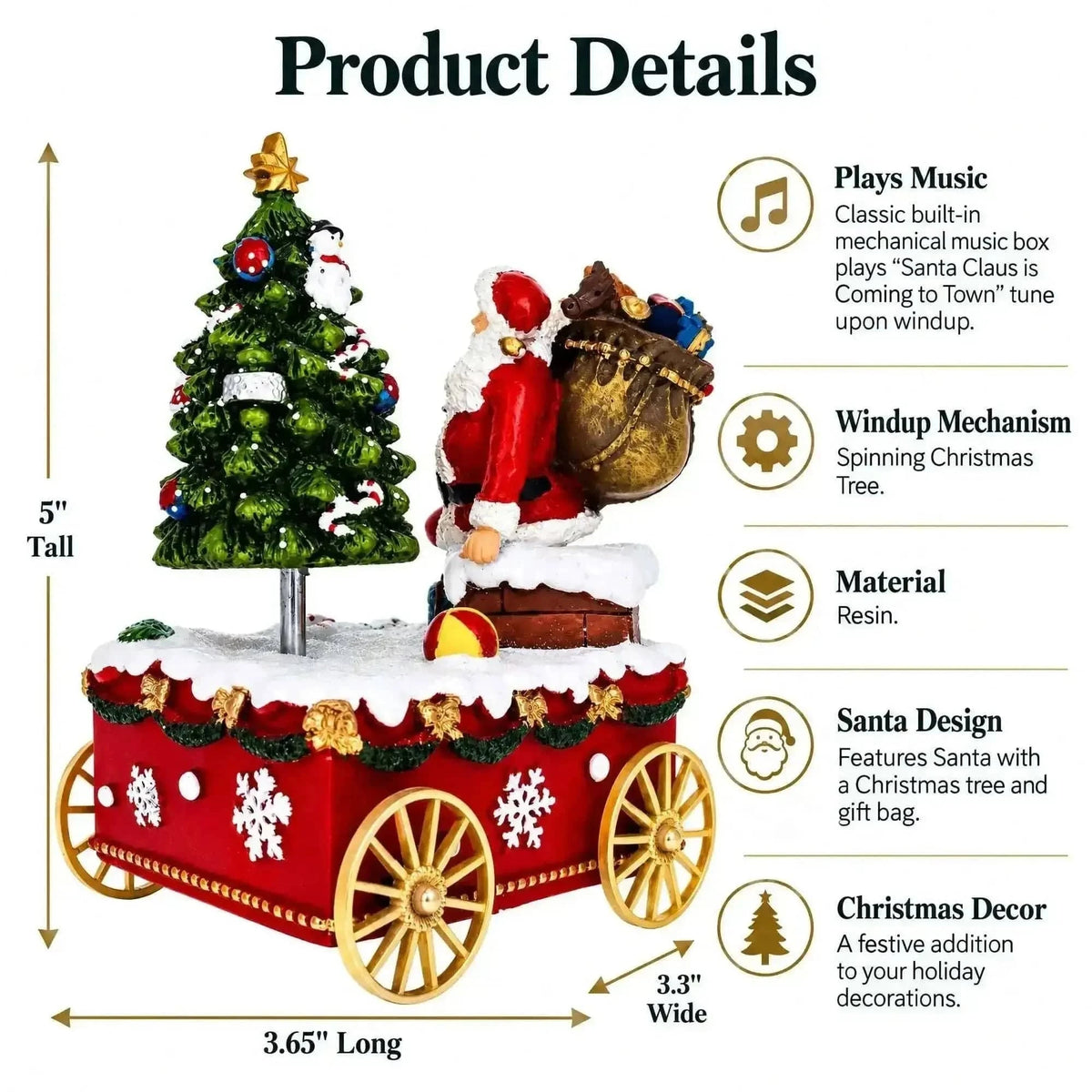 Spinning Christmas Tree Musical Box on Wheels Cartsfy Inc.