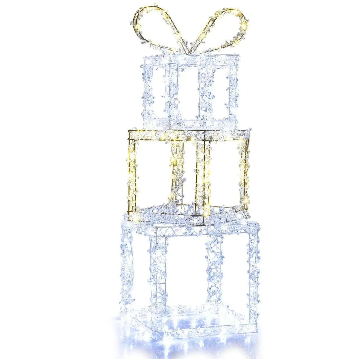 Stacked Lighted Gift Boxes Set of 3 Pre-Lit Christmas Present Box Lights DirectDeals Default Title Default Title-