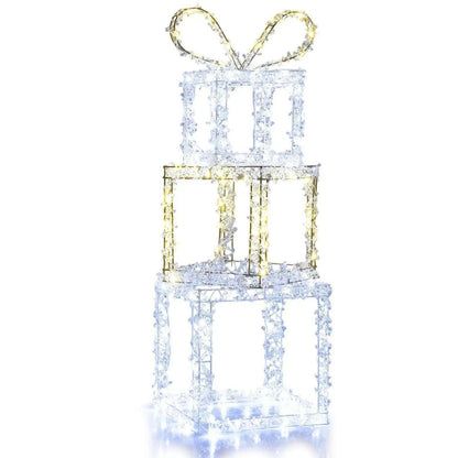 Stacked Lighted Gift Boxes Set of 3 Pre-Lit Christmas Present Box Lights DirectDeals Default Title Default Title-