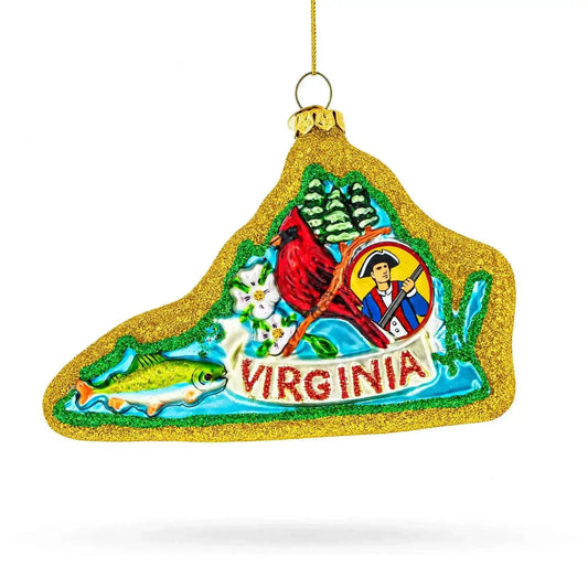 State of Virginia Symbols, USA Glass Christmas Ornament Cartsfy Inc.