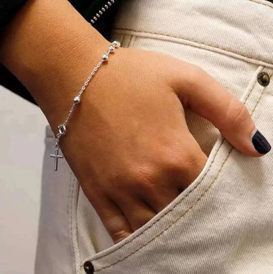 Sterling Silver Rosary Bracelet DailySale Default Title Default Title-