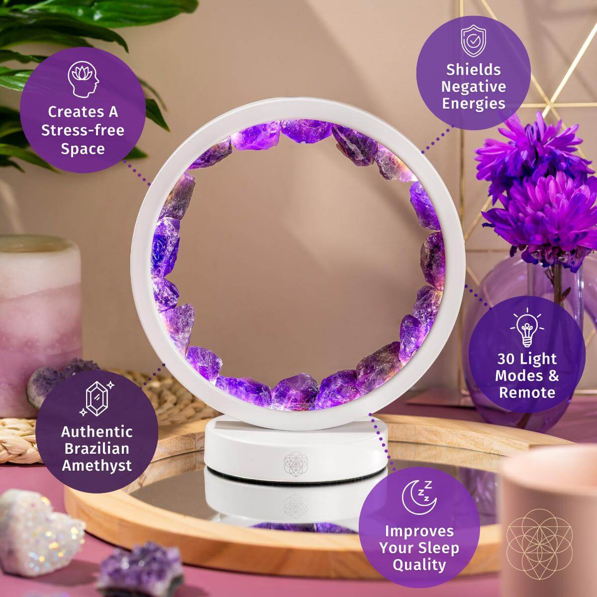 Stress Less, Sleep More – Amethyst Healing Lamp - Cartsfy Inc.