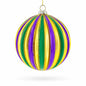 Striped Purple, Green, and Gold Glass Ball Christmas Ornament Cartsfy Inc.