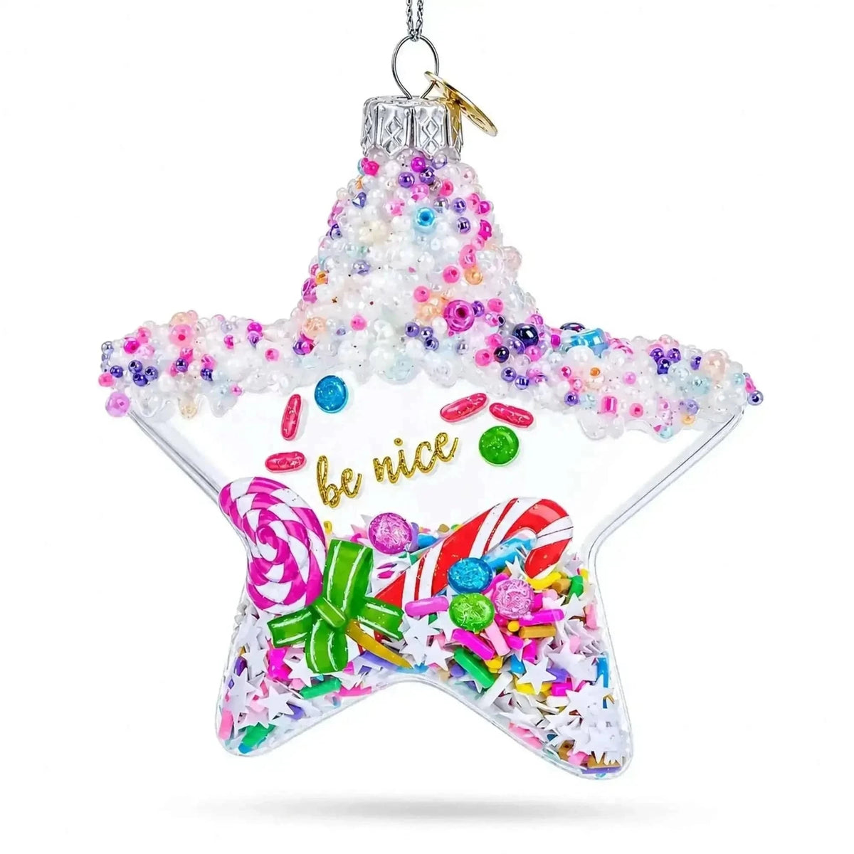 Sugar Star with Shakable Sprinkles Glass Christmas Ornament Cartsfy Inc.