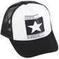 Unisex baseball cap, white front panel with star print and black mesh back