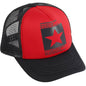 Unisex baseball cap, red front panel with star graphic and black mesh back
