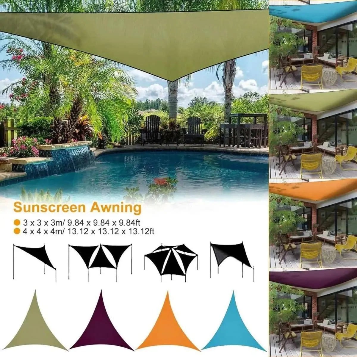 Sunshade Patio Cover Shade Canopy DailySale Army Green / 11" Army Green / 13" Orange / 11" Army Green / 11"-Army Green / 13"-Orange / 11"-Orange / 13"-Blue / 11"-Blue / 13"-Purple / 11"-Purple / 13"-