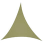 Patio sunshade canopy, olive green triangular sail with curved hem