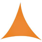 Patio sunshade canopy, orange triangular sail with curved bottom hem