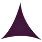 Patio sunshade canopy, purple triangular sail with curved bottom hem