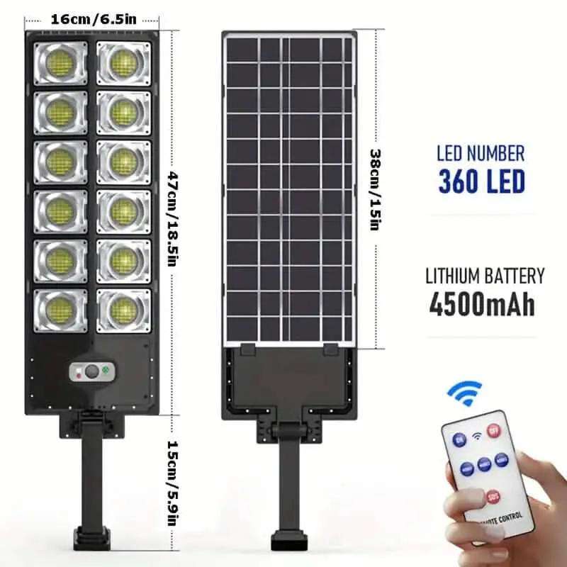 Solar LED street light with panel array and dual-side LED module housing