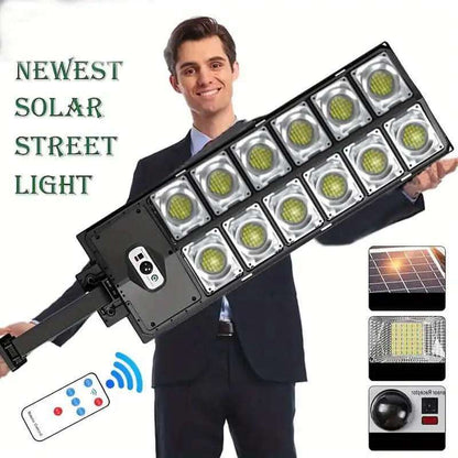 Solar LED street light with double row LED array and remote control set