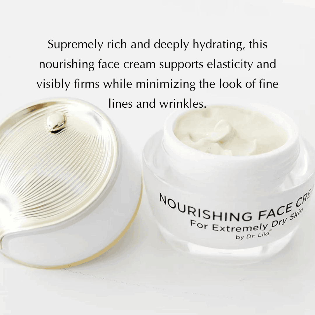 White and gold face cream jar with open lid showing light cream surface