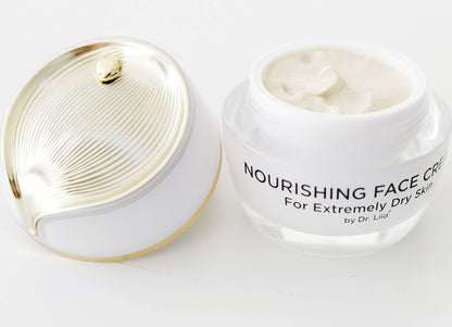 Two face cream jars, one open with cream visible