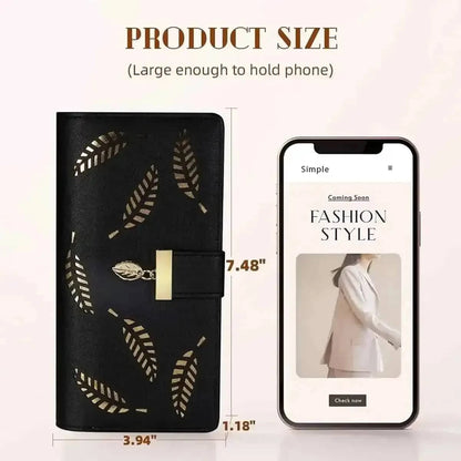 Sweet Cute Women's Long Leaf Bifold Wallet DailySale Pink Black Blue Pink-Black-Blue-Brown-Khaki-