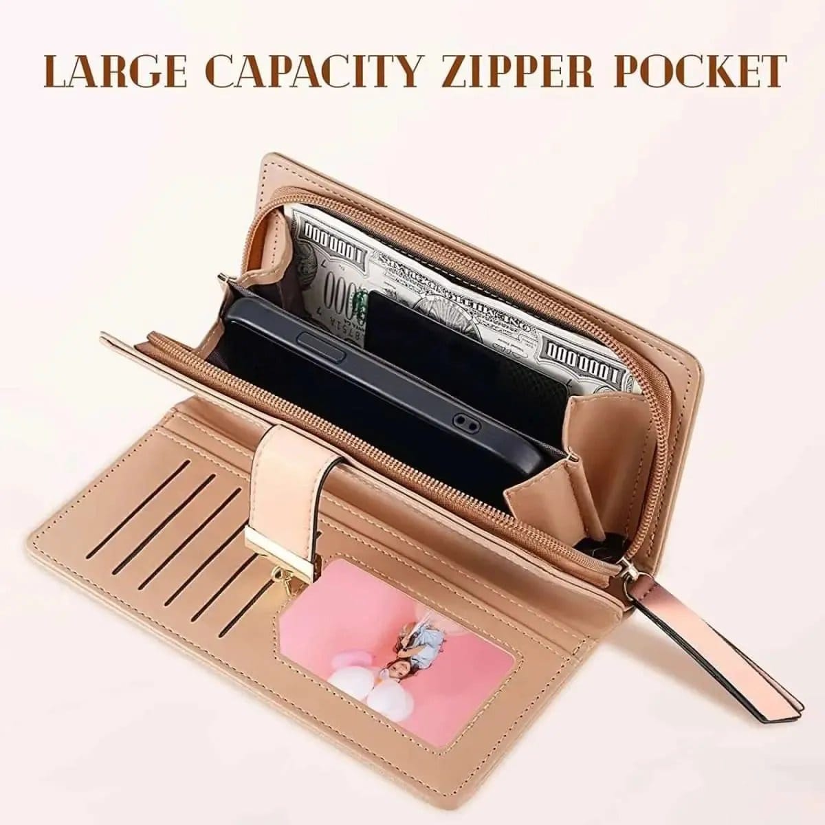Sweet Cute Women's Long Leaf Bifold Wallet DailySale Pink Black Blue Pink-Black-Blue-Brown-Khaki-