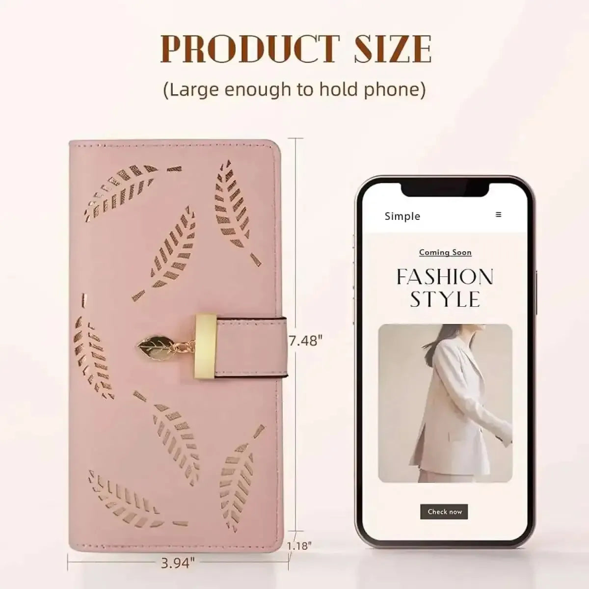 Sweet Cute Women's Long Leaf Bifold Wallet DailySale Pink Black Blue Pink-Black-Blue-Brown-Khaki-