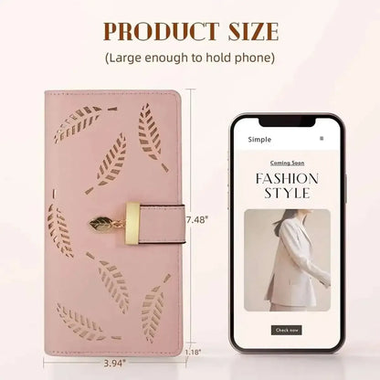 Sweet Cute Women's Long Leaf Bifold Wallet DailySale Pink Black Blue Pink-Black-Blue-Brown-Khaki-