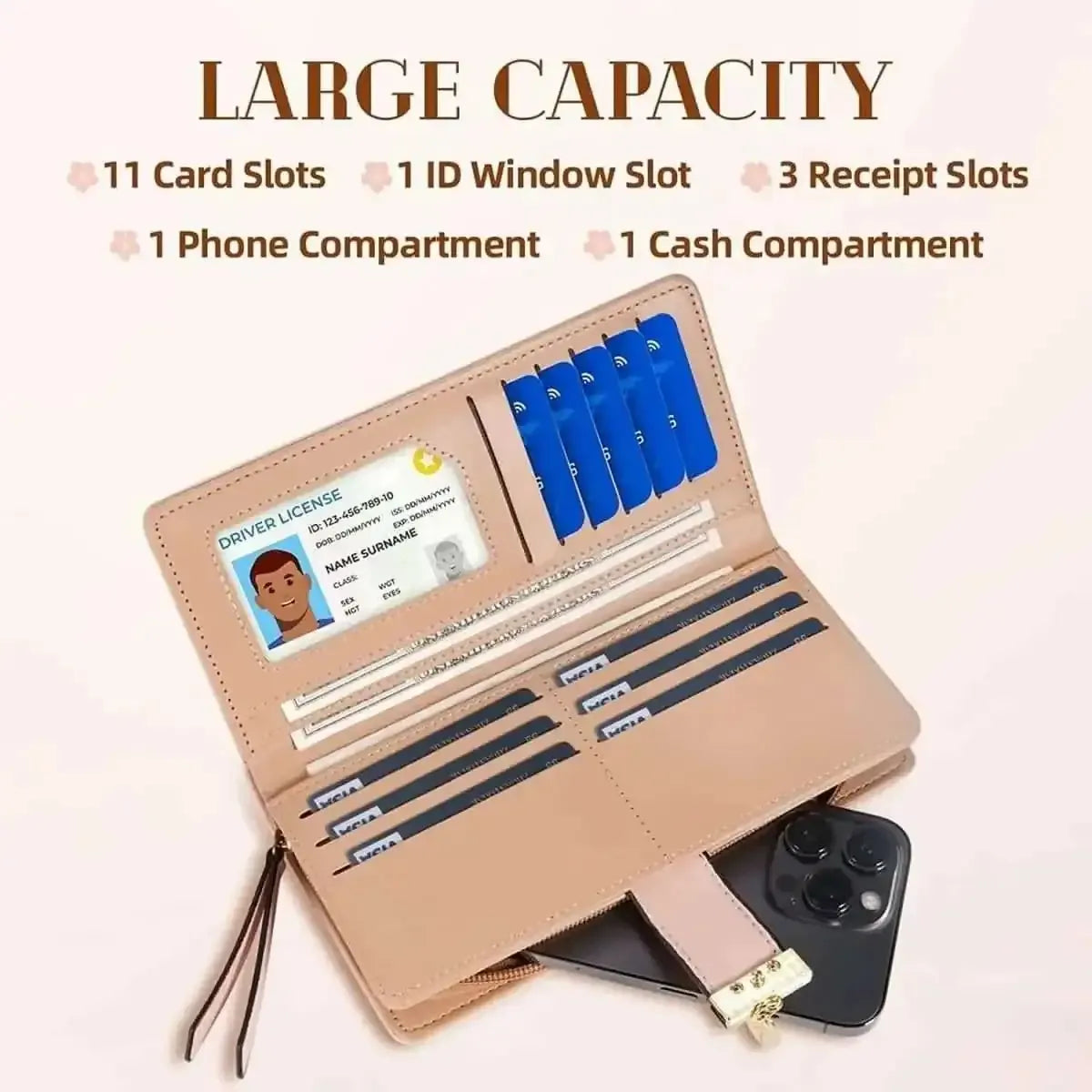 Sweet Cute Women's Long Leaf Bifold Wallet DailySale Pink Black Blue Pink-Black-Blue-Brown-Khaki-