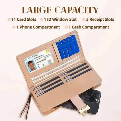 Sweet Cute Women's Long Leaf Bifold Wallet DailySale Pink Black Blue Pink-Black-Blue-Brown-Khaki-