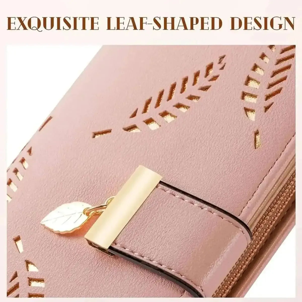 Sweet Cute Women's Long Leaf Bifold Wallet DailySale Pink Black Blue Pink-Black-Blue-Brown-Khaki-