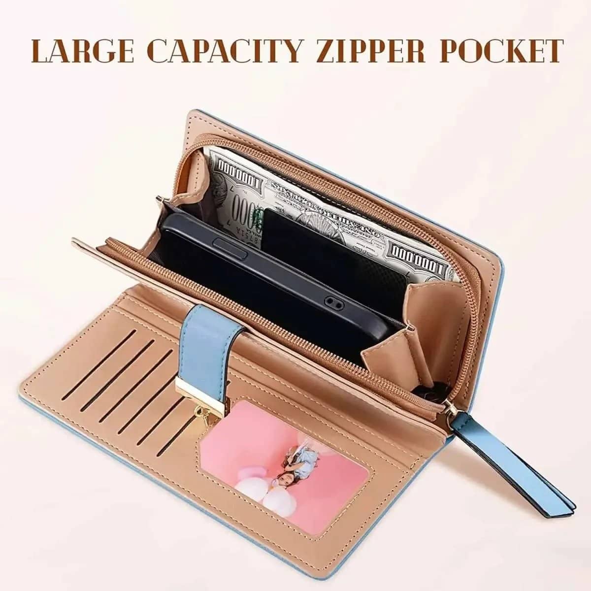 Sweet Cute Women's Long Leaf Bifold Wallet DailySale Pink Black Blue Pink-Black-Blue-Brown-Khaki-
