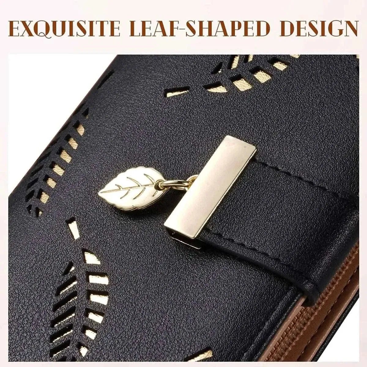 Sweet Cute Women's Long Leaf Bifold Wallet DailySale Pink Black Blue Pink-Black-Blue-Brown-Khaki-