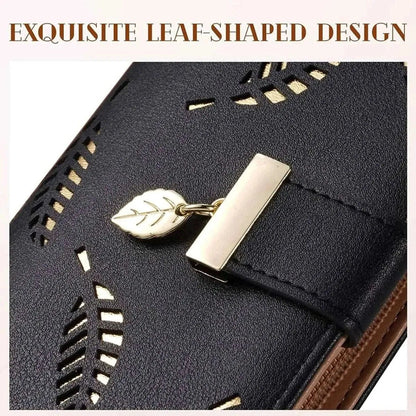 Sweet Cute Women's Long Leaf Bifold Wallet DailySale Pink Black Blue Pink-Black-Blue-Brown-Khaki-