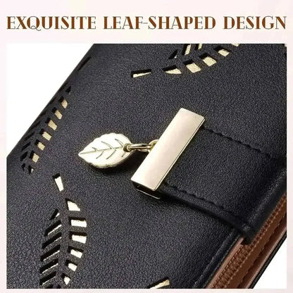 Sweet Cute Women's Long Leaf Bifold Wallet DailySale Pink Black Blue Pink-Black-Blue-Brown-Khaki-