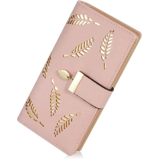 Sweet Cute Women's Long Leaf Bifold Wallet DailySale Pink Black Blue Pink-Black-Blue-Brown-Khaki-