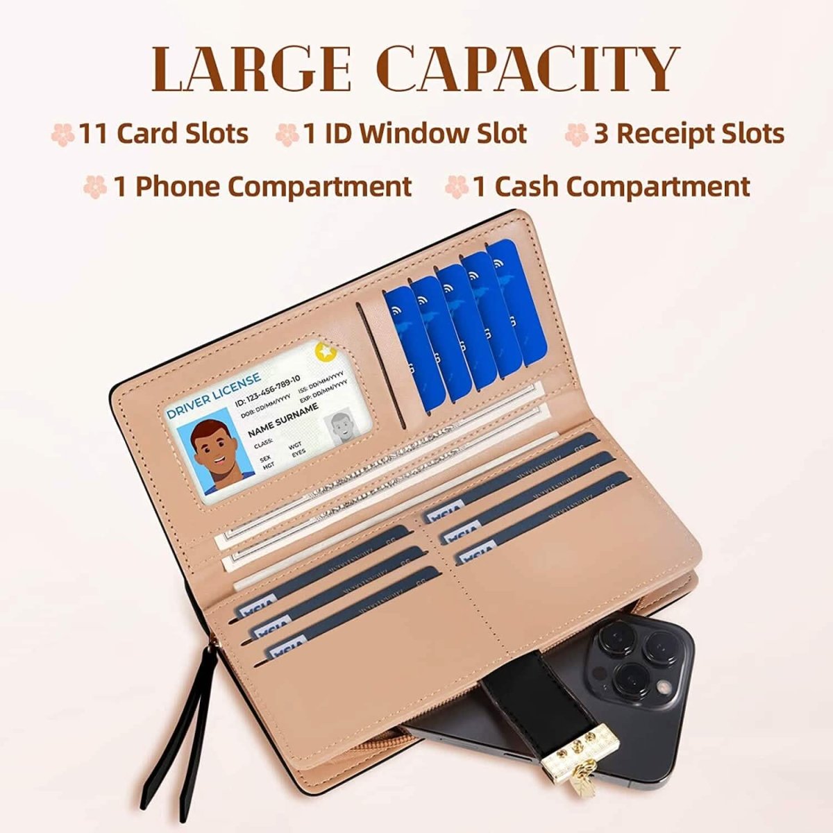 Sweet Cute Women's Long Leaf Bifold Wallet - Cartsfy Inc.