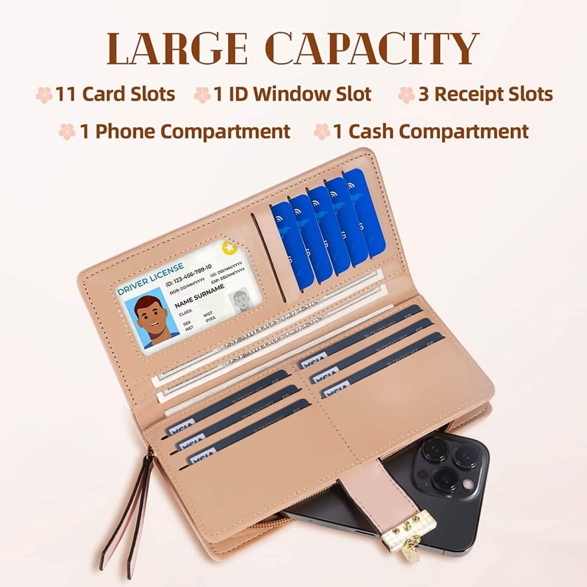 Sweet Cute Women's Long Leaf Bifold Wallet - Cartsfy Inc.